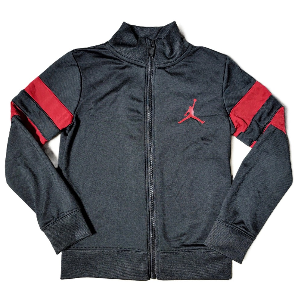 Boys 4T Jordan Track Jacket Black Red Zip Up Full Zip Athletic Size XS 3-4 Yrs